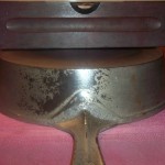 No 9 ERIE Chrome cast iron skillet handle side