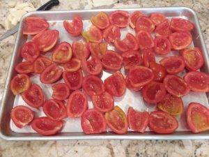 Roma Tomatoes ready for the oven